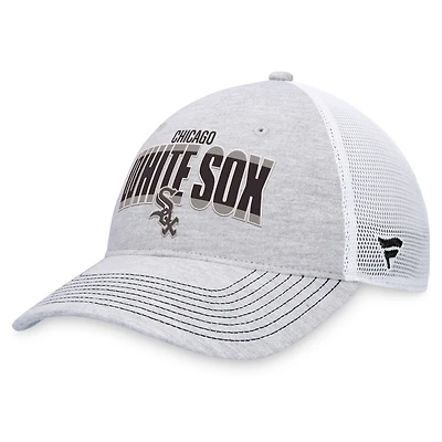 Casquette réglable de camionneur avec logo Fanatics gris chiné/blanc Chicago White Sox pour hommes