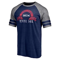 T-shirt utilitaire tri-mélange raglan à deux bandes Fanatics Heather Navy Chicago White Sox pour hommes