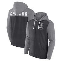 Men's Fanatics Heathered Charcoal/Heathered Gray Chicago White Sox Blown Away Full-Zip Hoodie