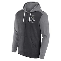 Men's Fanatics Heathered Charcoal/Heathered Gray Chicago White Sox Blown Away Full-Zip Hoodie