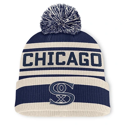 Men's Fanatics Navy Chicago White Sox Tape Measure Cuffed Knit Hat with Pom