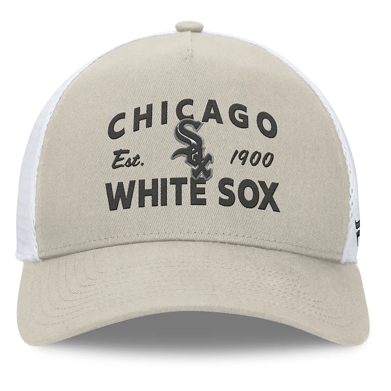 Casquette réglable de camionneur A-Frame Stone Chicago White Sox Fanatics pour hommes
