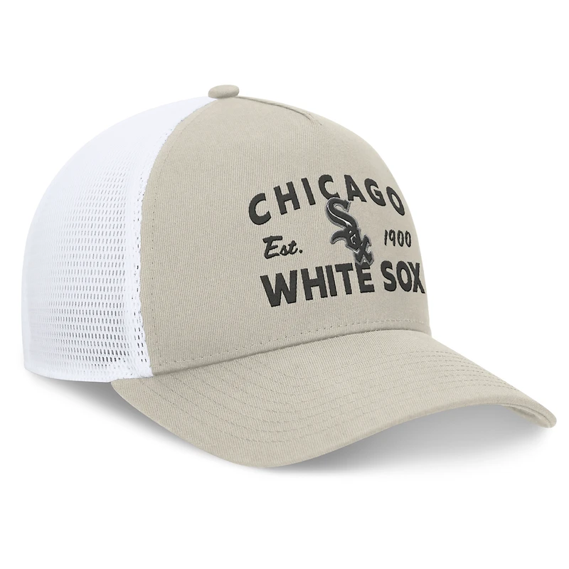 Casquette réglable de camionneur A-Frame Stone Chicago White Sox Fanatics pour hommes