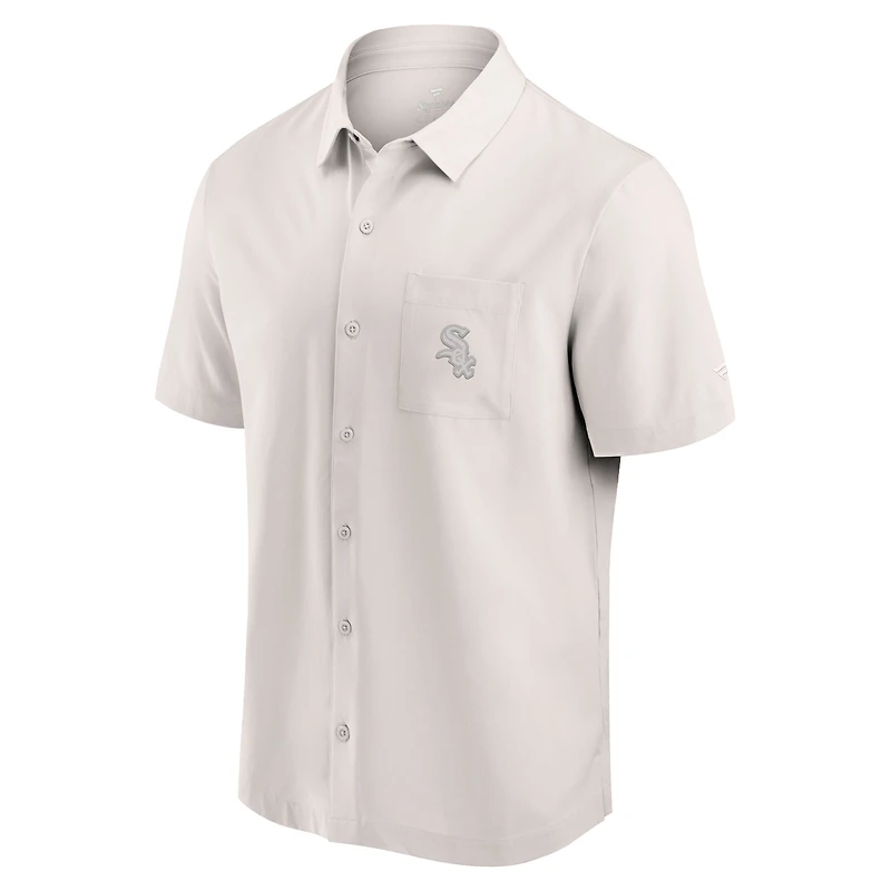 Chemise boutonnée à manches courtes Fanatics Tan Chicago White Sox Front Office pour hommes