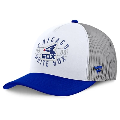 Casquette ajustable en mousse à cadre en A pour homme Fanatics blanche/bleue des Chicago White Sox