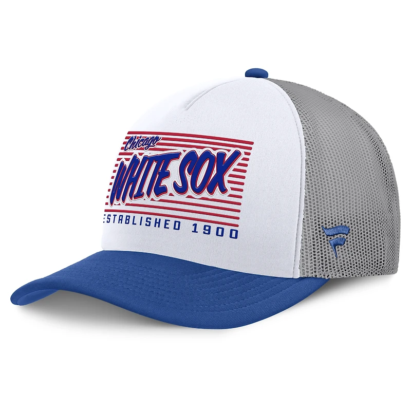 Men's Fanatics White/Royal Chicago White Sox On Deck A-Frame Snapback Hat