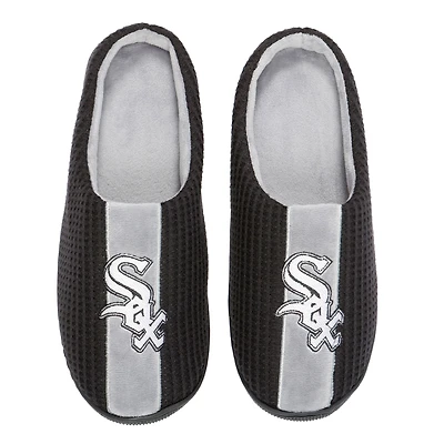 Chaussons à glissière en mousse mémoire de forme FOCO Black Chicago White Sox pour hommes