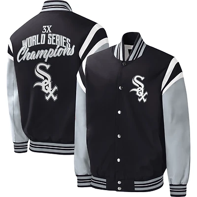 G-III Sports by Carl Banks pour homme Black Chicago White Sox Title Holder Full-Snap Varsity Jacket