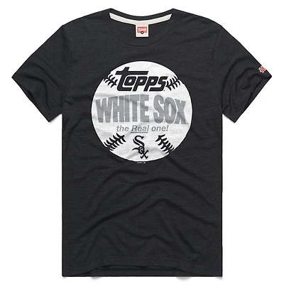 Men's Homage Charcoal Chicago White Sox MLB x Topps Baseball The Real One Tri-Blend T-Shirt