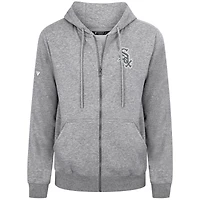 Sweat à capuche zippé gris pour homme avec logo chenille Podium des White Sox de Chicago