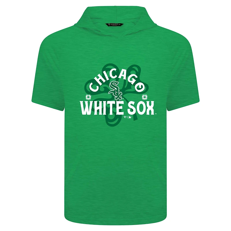 Sweat à capuche manches courtes et pour homme avec motif trèfle de la Saint-Patrick des White Sox Chicago vert Levelwear