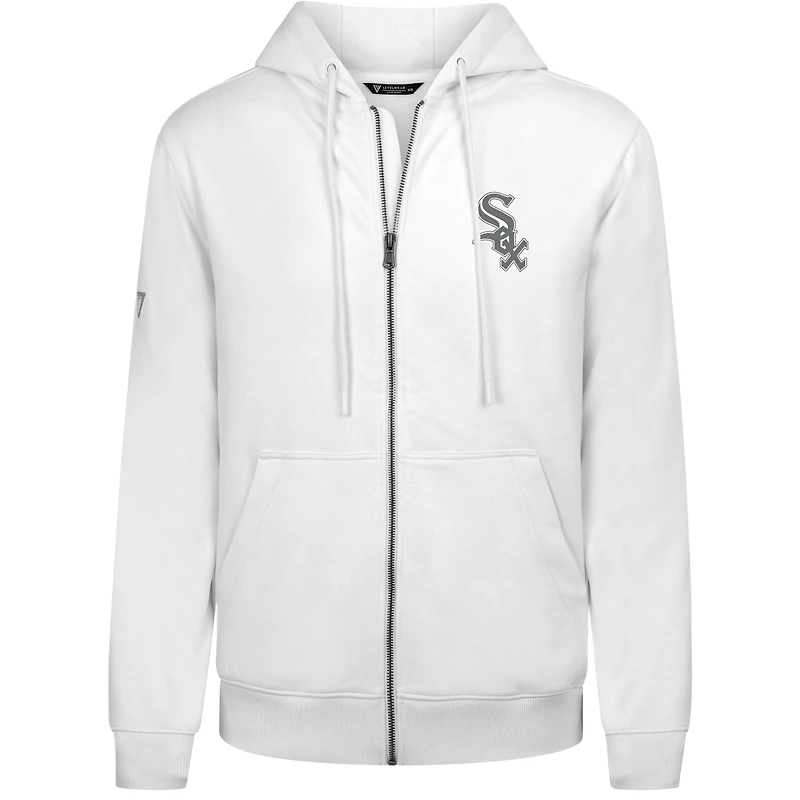 Men's Levelwear Gray Chicago White Sox Podium Chenille Logo Full-Zip Hoodie