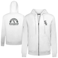 Sweat à capuche zippé blanc pour homme avec logo chenille Podium des White Sox de Chicago