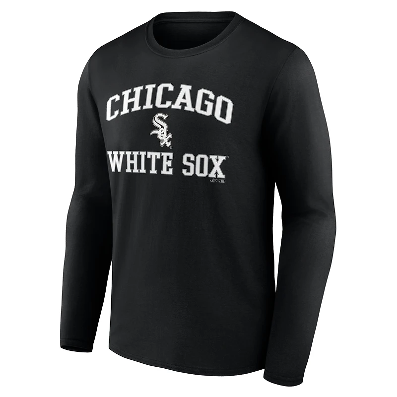 T-shirt à manches longues pour homme, logo athlétique noir Chicago White Sox Heart & Soul