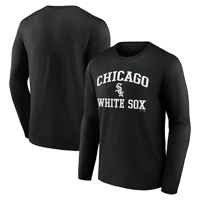 Men's Logo Athletic Black Chicago White Sox Heart & Soul Long Sleeve T-Shirt