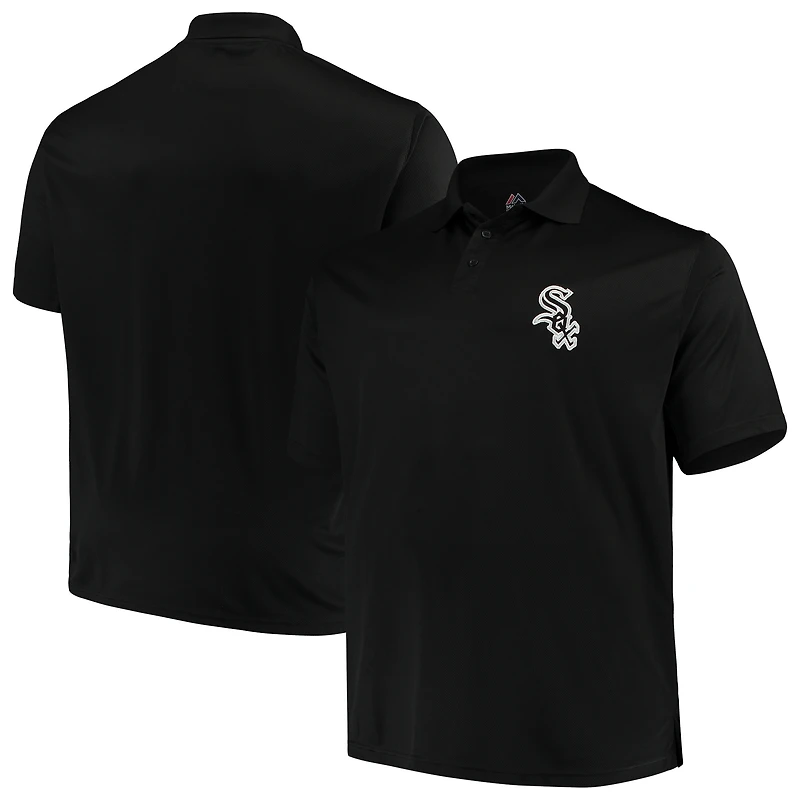 Majestic Black Chicago White Sox Big & Tall Solid Polo œil-de-perdrix pour homme