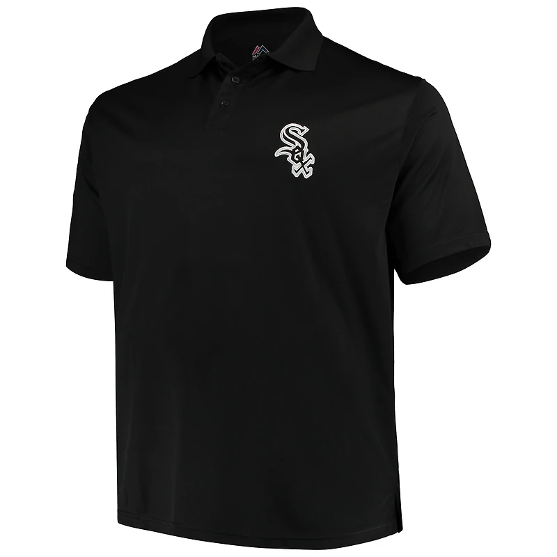 Majestic Black Chicago White Sox Big & Tall Solid Polo œil-de-perdrix pour homme