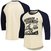 T-shirt à manches 3/4 Majestic Threads pour hommes, crème/bleu marine, Chicago White Sox Raglan