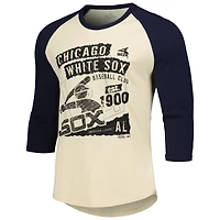 T-shirt à manches 3/4 Majestic Threads pour hommes, crème/bleu marine, Chicago White Sox Raglan