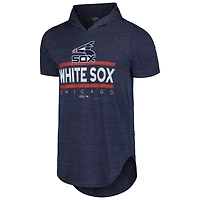 T-shirt à capuche en trois mélanges Majestic Threads pour hommes, bleu marine, Chicago White Sox