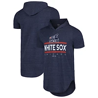 T-shirt à capuche en trois mélanges Majestic Threads pour hommes, bleu marine, Chicago White Sox