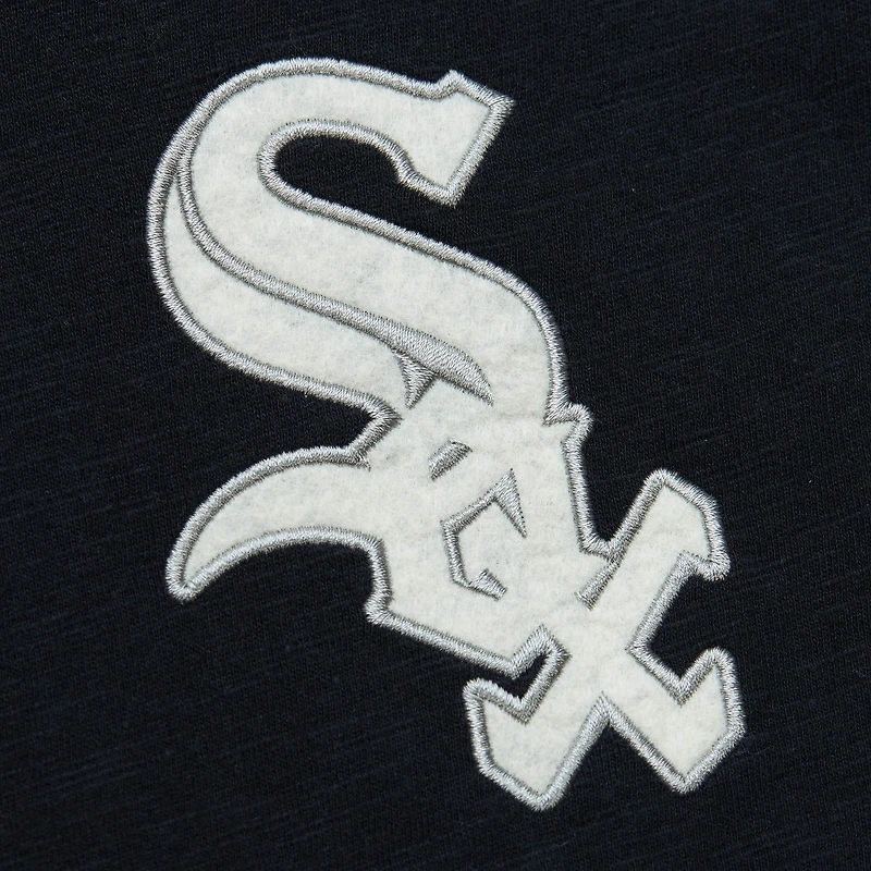 Men's Mitchell & Ness Black Chicago White Sox Cooperstown Collection Legendary Raglan Slub Henley 3/4-Sleeve T-Shirt