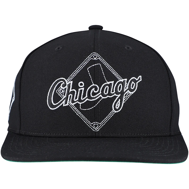 Men's Mitchell & Ness Black Chicago White Sox Double Up Snapback Hat