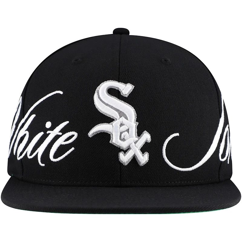 Men's Mitchell & Ness Black Chicago White Sox Just Don x MLB Lux Script Snapback Hat