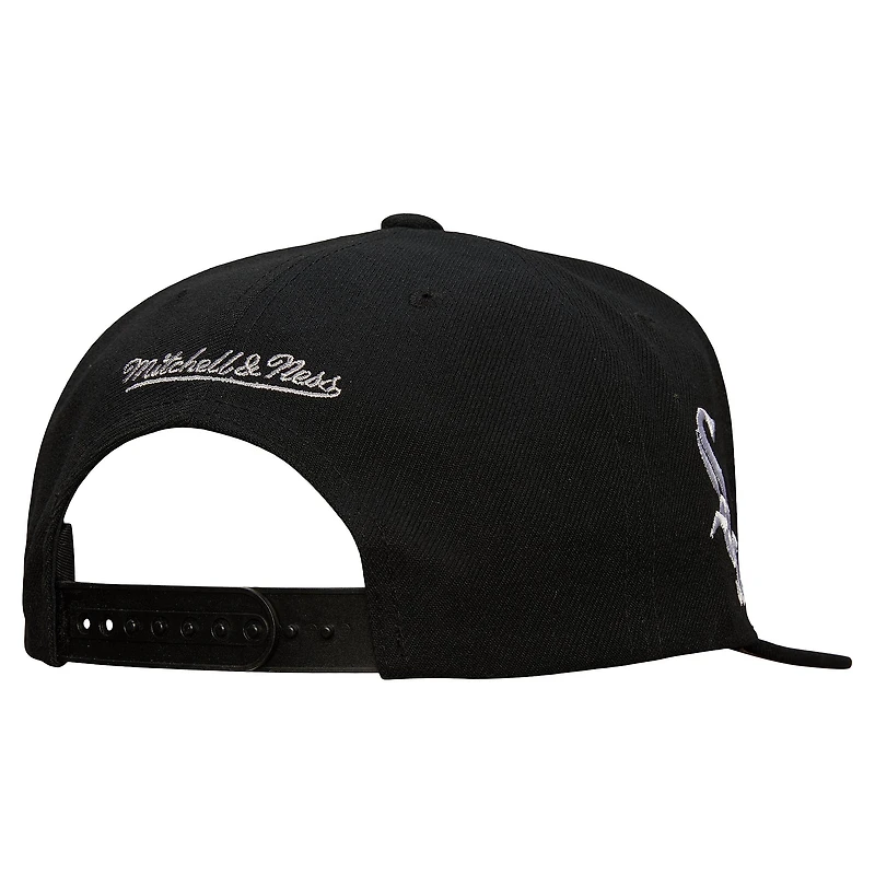 Casquette Snapback noire avec étiquette de l'équipe des Chicago White Sox de Mitchell & Ness pour hommes