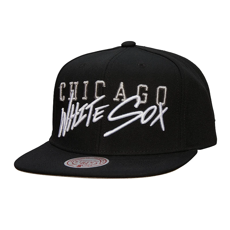 Casquette Snapback noire avec étiquette de l'équipe des Chicago White Sox de Mitchell & Ness pour hommes