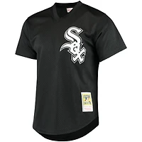 Maillot d'entraînement de frappeur en maille Mitchell & Ness Frank Thomas noir Chicago White Sox Cooperstown pour hommes