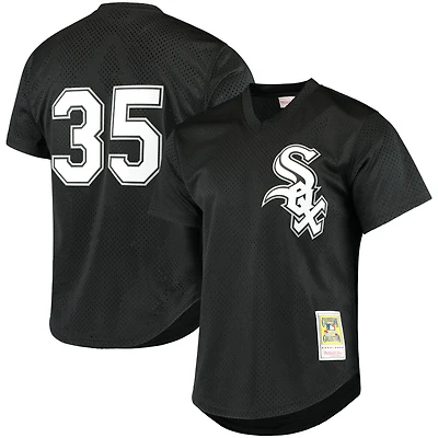 Maillot d'entraînement de frappeur en maille Mitchell & Ness Frank Thomas noir Chicago White Sox Cooperstown pour hommes