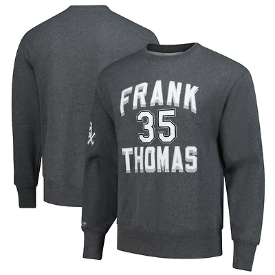Sweat-shirt en polaire pour homme Mitchell & Ness Frank Thomas Heather Charcoal Chicago White Sox Legends Collection avec logo vintage, nom et numéro