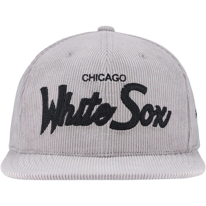 Casquette Snapback en velours côtelé gris Chicago White Sox de Mitchell & Ness pour homme