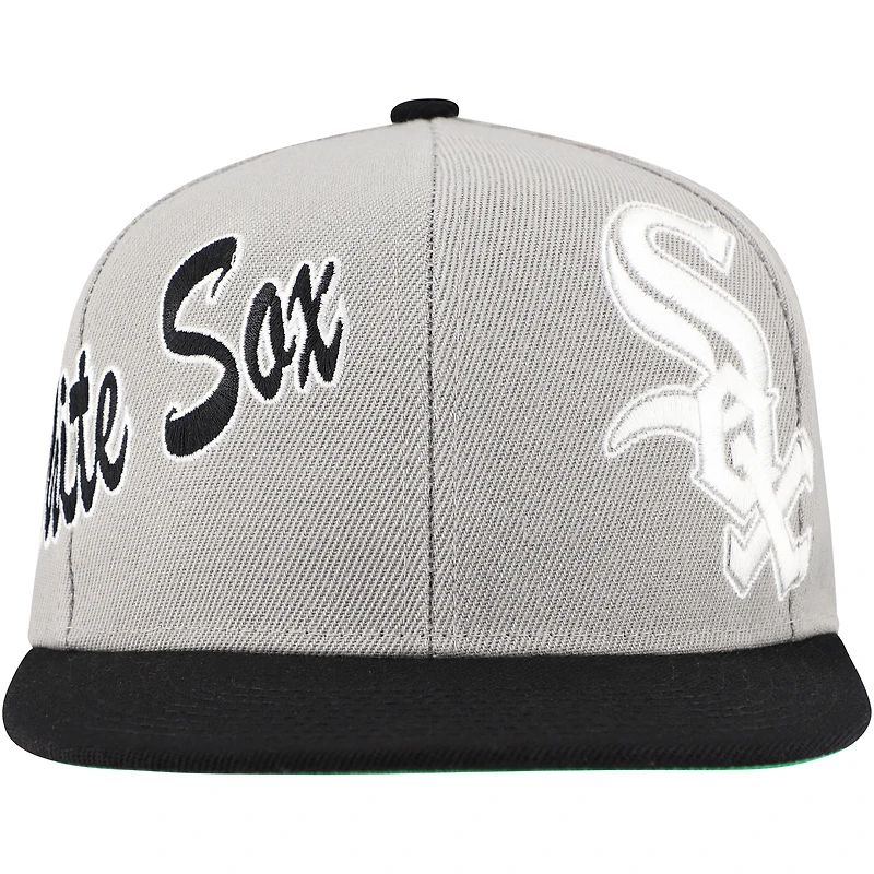 Men's Mitchell & Ness Gray Chicago White Sox Knock Out Panel Snapback Hat