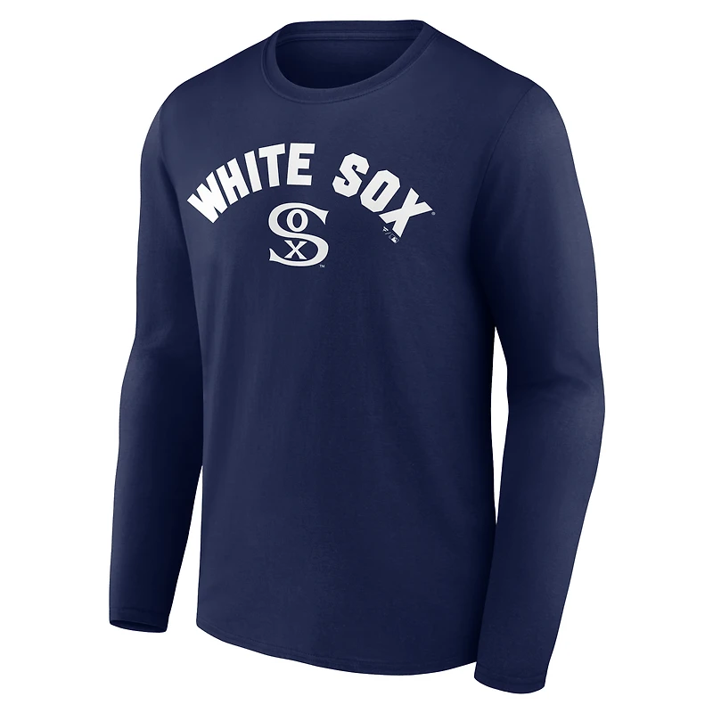 T-shirt à manches longues bleu marine pour homme des Chicago White Sox, collection Cooperstown, avec motif Winning Streak, personnalisé
