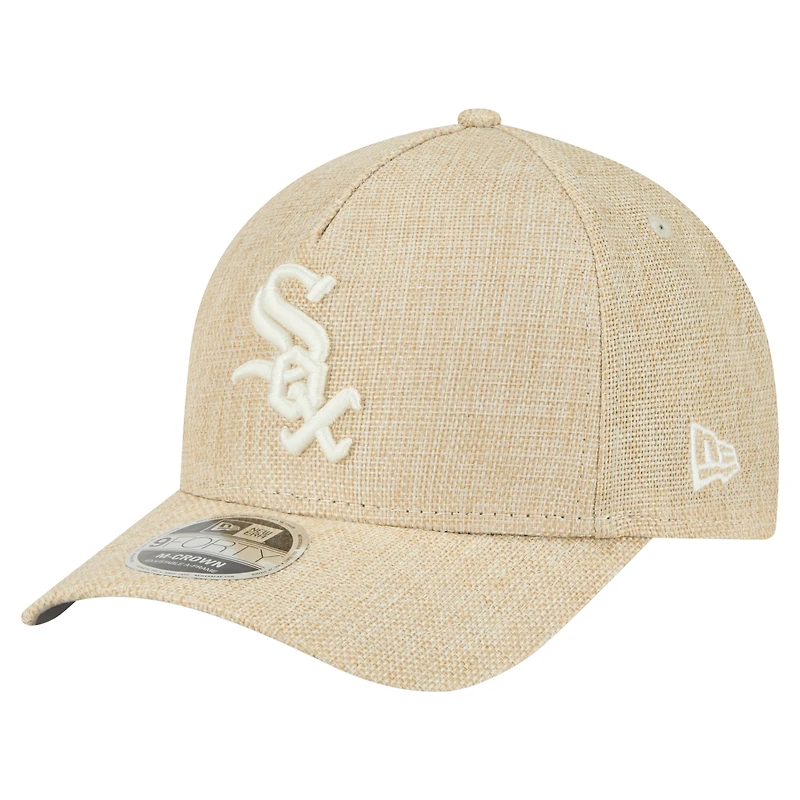 Casquette ajustable 9FORTY en coton tissé beige New Era pour homme, Chicago White Sox, M-Crown A-Frame