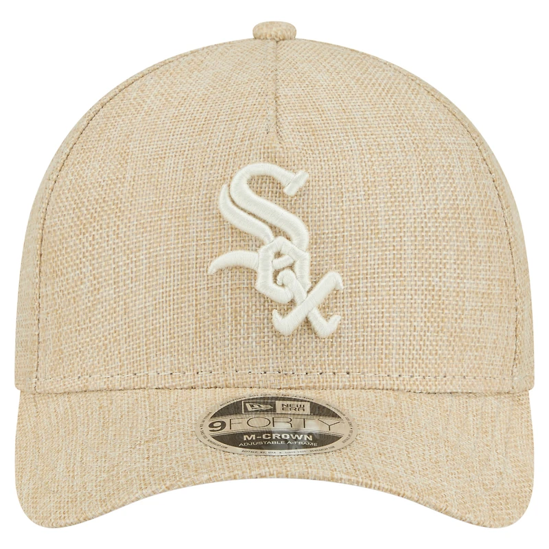 Casquette ajustable 9FORTY en coton tissé beige New Era pour homme, Chicago White Sox, M-Crown A-Frame