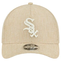 Casquette ajustable 9FORTY en coton tissé beige New Era pour homme, Chicago White Sox, M-Crown A-Frame