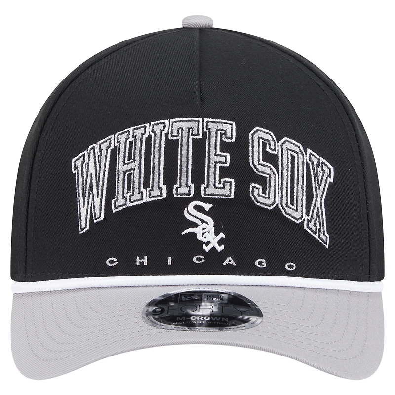 Men's New Era Black/Gray Chicago White Sox Arch 9FORTY A-Frame M-Crown Adjustable Hat