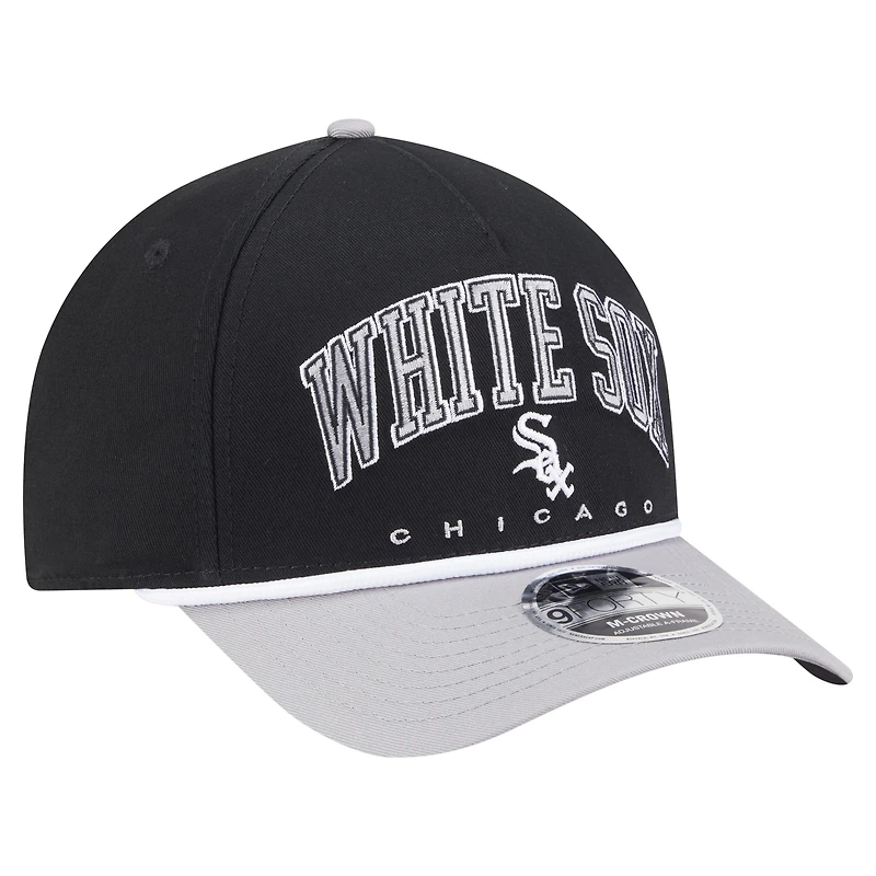 Casquette ajustable New Era Arch 9FORTY A-Frame M-Crown noire/grise des Chicago White Sox pour homme