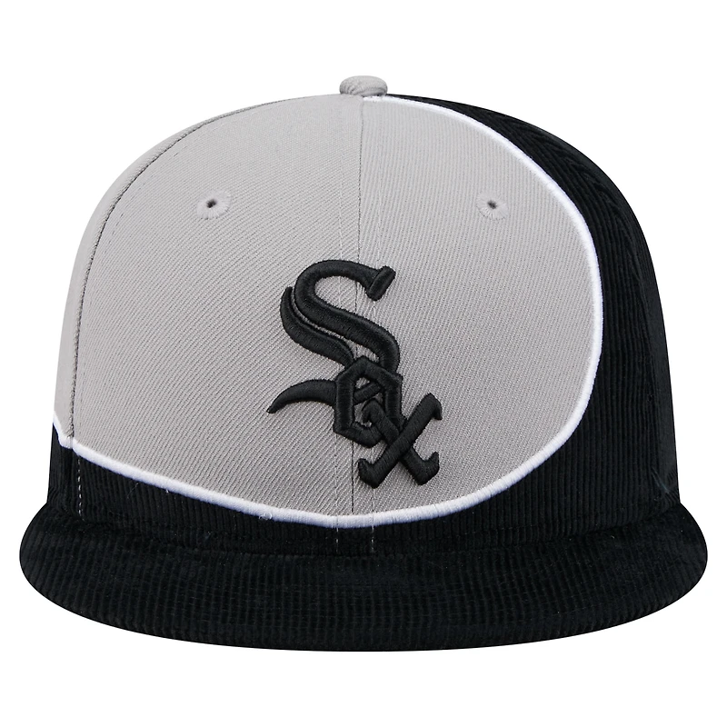 Casquette snapback en velours côtelé noir/gris New Era pour homme des Chicago White Sox