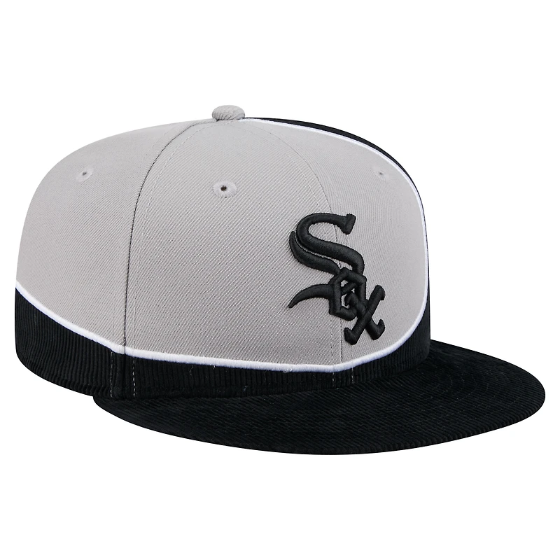 Casquette snapback en velours côtelé noir/gris New Era pour homme des Chicago White Sox
