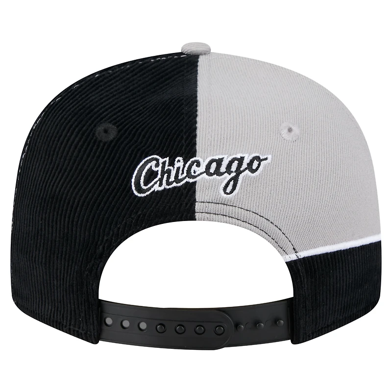 Casquette snapback en velours côtelé noir/gris New Era pour homme des Chicago White Sox