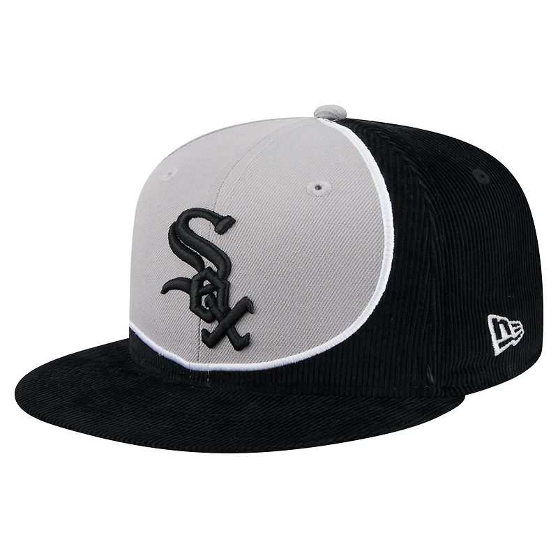 Casquette snapback en velours côtelé noir/gris New Era pour homme des Chicago White Sox
