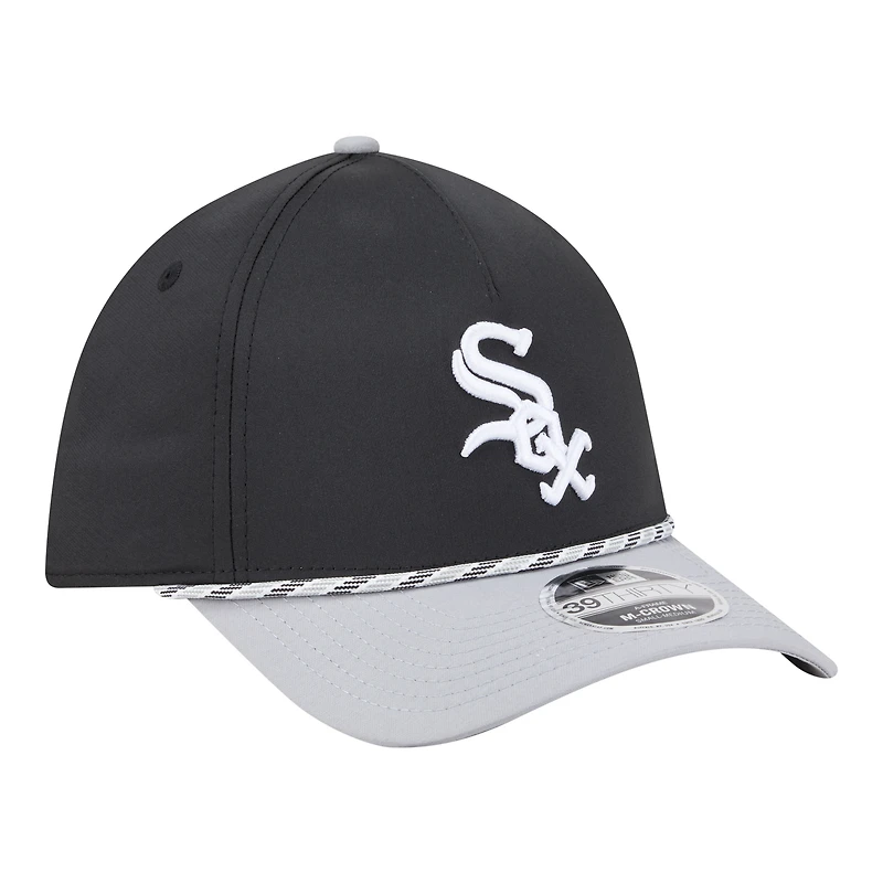 Men's New Era Black/Gray Chicago White Sox Rope M-Crown A-Frame 39THIRTY Flex Hat