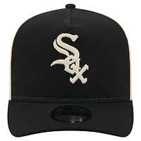 Men's New Era  Black/Natural Chicago White Sox Grained 9FIFTY A-Frame Trucker Adjustable Hat