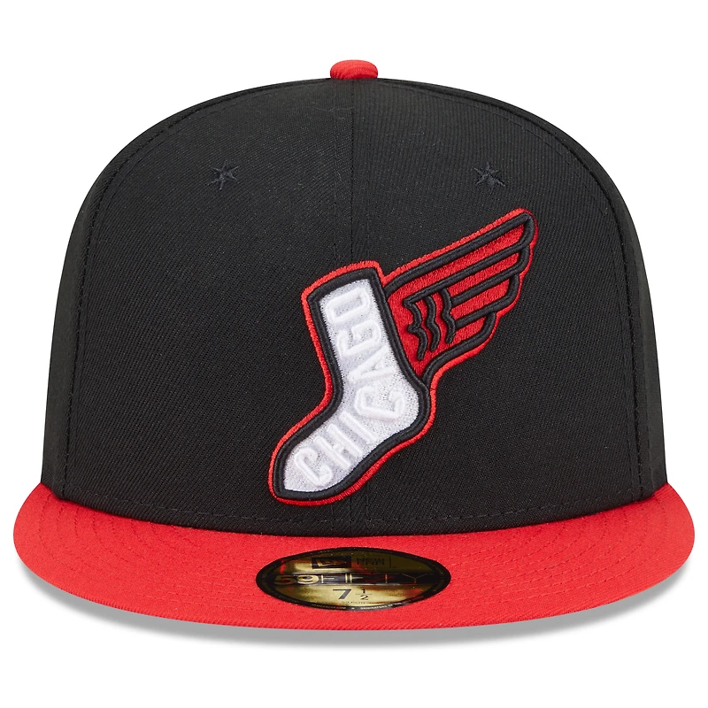Casquette ajustée New Era 59FIFTY noire/rouge Chicago White Sox 2025 City Connect Alternate pour homme