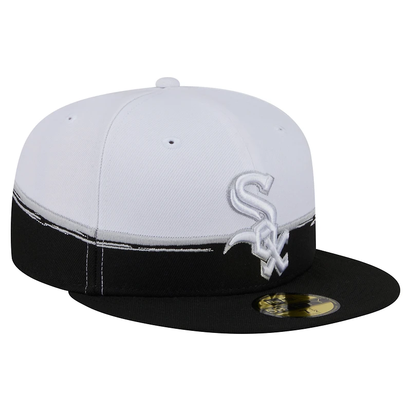 Men's New Era  Black/White Chicago White Sox Paint Stroke 59FIFTY Fitted Hat