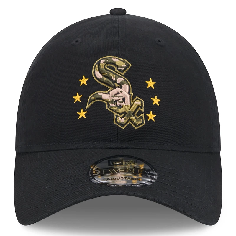 Casquette réglable New Era noire Chicago White Sox 2024 Armed Forces Day 9TWENTY pour homme